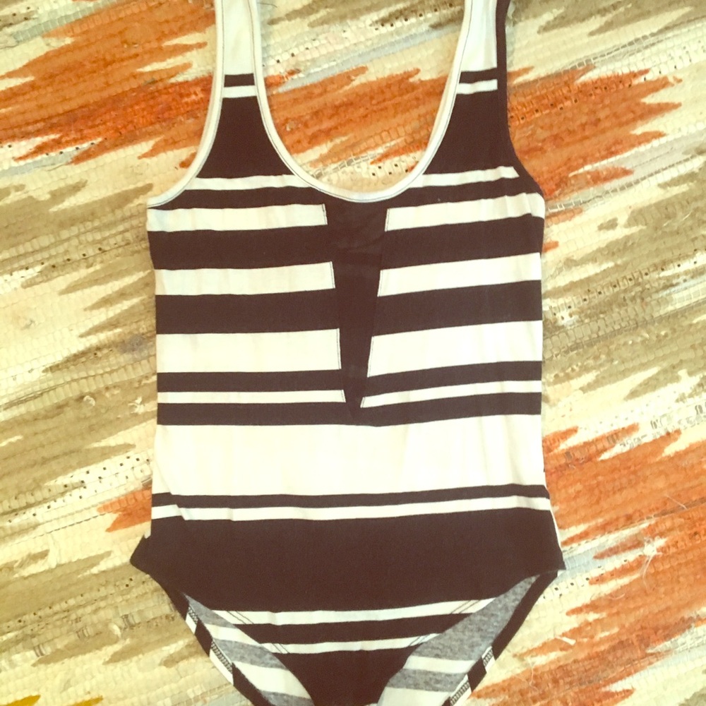 Black and white stretchy body suit
